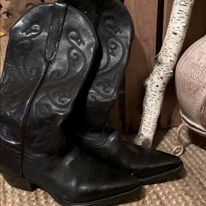 Black Genuine Leather Cowboy Boots 7.5
